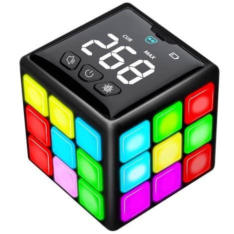 Xinbeiya Rechargeable Handheld Game Cube: 15 Brain & Memory Games, Score Screen, Cool Gift for 6-12-year-old boys/girls.