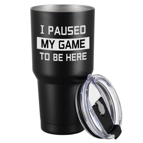 Funny Video Gamer Joke Stainless Steel Tumbler – Ideal Gift for Teen Gamers – 30oz Black Insulated Cup.