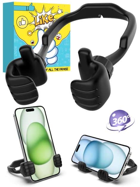 Christmas stocking fillers for everyone! Thumbs Up Lazy Phone Stand: a hilarious gadget for teens, adults, and kids.