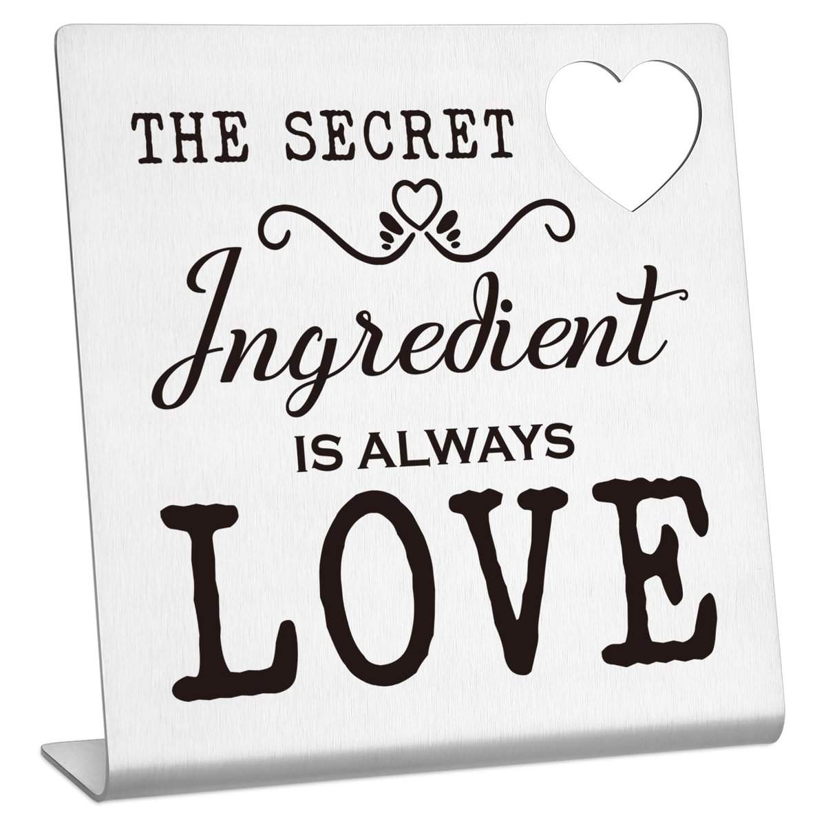 Funny Kitchen Quote Decor Sign for Women Coworker Secret Ingredient is Always Love Farmhouse Home Kitchen Desk Shelf Table Decor Gifts - TZB26