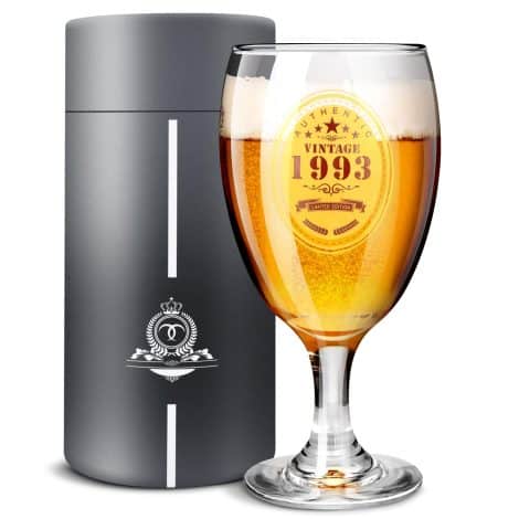 Celebrate turning 30 with NICENINE’s personalized beer glasses – the perfect 1993-themed gift for men and women.