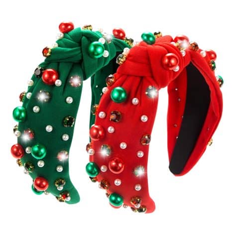 Christmas Pearl Rhinestone Headband: A dazzling twist hairband, perfect for festive hairstyles. Ideal holiday gift for ladies.