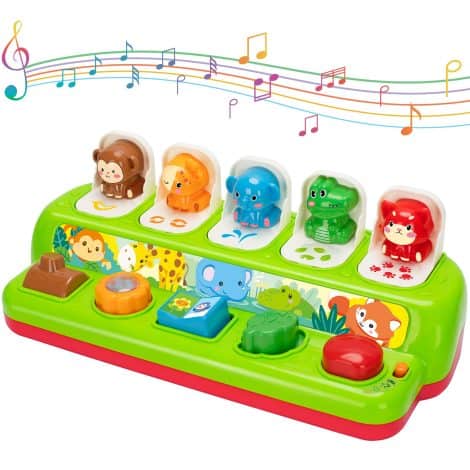 YEEBAY Musical Pop Up Animals Toy: Perfect early developmental plaything for 12-18 month-old infants, toddlers, girls, and boys.