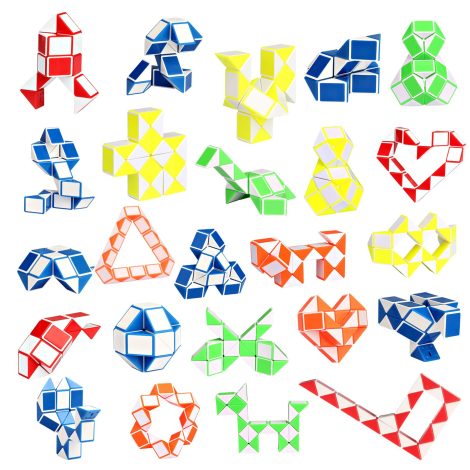 Ganowo 24 Pack Fidget Snake Cubes – Fun twisty puzzles for kids’ parties, stocking stuffers, party favors.