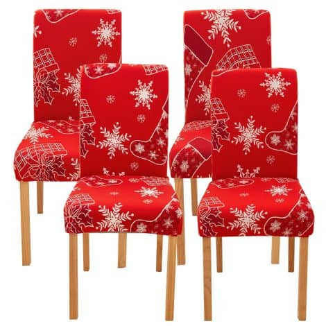 Ogrmar 4PCS Stretch Chair Protectors, a festive touch for your dining room seats, easily washable!