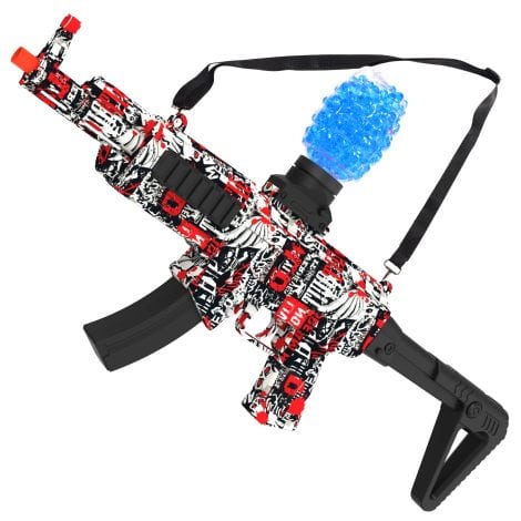 Black and Red MAK04 Gel Ball Blaster Gun – a fun and exciting water bead splat gun for boys aged 8 and up, perfect as a gift for birthdays and Christmas.