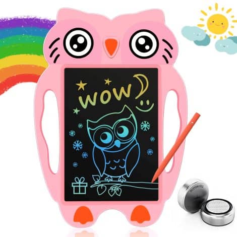 Colorful LCD writing tablet, perfect gift for 3-7 year old boys and girls, encourages creativity and learning.