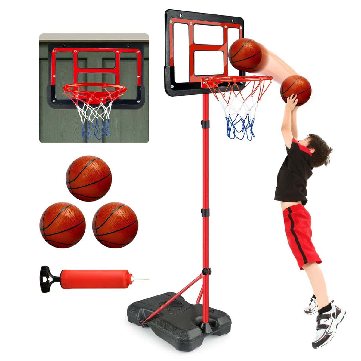 ShyLizard Boys Toy Gifts for 3 4 5 6 7 8 Years Old, Kids Basketball Hoop Adjustable Height 3.5FT-6.2FT, Mini Basketball Hoop for Kid Boys, Basketball Goal Toys Outdoor Indoor Game Gifts for Boys