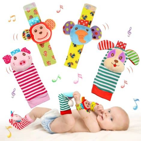 Baby Rattle Socks Set for Newborns and Infants, Perfect Gift for Boys and Girls (0-18 Months).