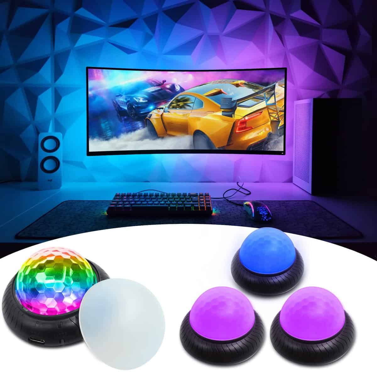 LED Gamer Lights Gamer Room Decor for Boys, Gaming Lights Accessories Multiple Colors 2-in-1 Effect for Gamer Gifts, 4 Packs/Set