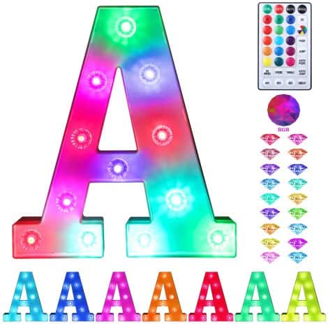 Decorative LED Marquee Lights with Remote – Brighten up any occasion with 18 colorful letter options. Perfect for parties and holidays.