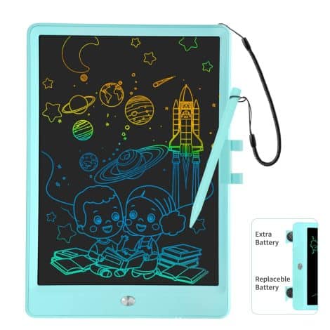 Blue PYTTUR 10 Inch LCD Writing Tablet: Perfect educational drawing toy for American kids aged 3-8.