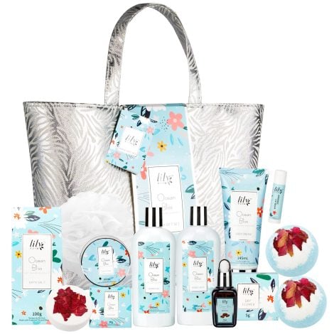 Ocean Bliss Spa Gift Basket Set for Women – Pamper with Lily Roy Spa Bath Gifts. Perfect for holidays and special occasions.