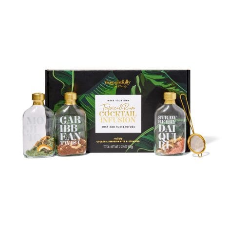 Craft Your Own Rum Infusion Cocktails with Thoughtfully’s Mixer Gift Set – Mojito, Strawberry Daiquiri, Caribbean Rum Flavors. (Alcohol not included)