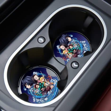 2-pack of absorbent cupholder coasters featuring cool anime cartoon characters – perfect car accessory gift for anyone.