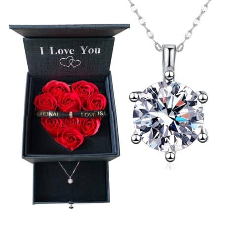 Celebrate your love with the YEETONDA Anniversary Gift, a stunning 1 Carat Moissanite Diamond Necklace perfect for wife or girlfriend. Ideal romantic Valentines Day or birthday gift for her.