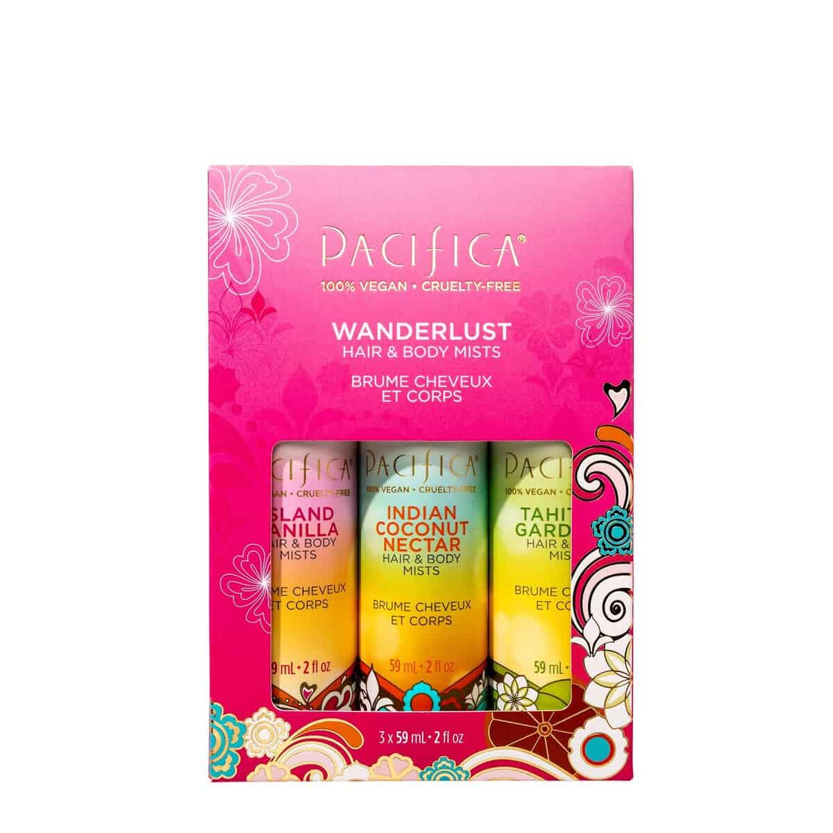 Pacifica Beauty, Wanderlust Hair Perfume & Body Spray Trial Set, Island Vanilla, Mini Bottles, 3 Scents, Fragrance Sampler Gift Set, Natural & Essential Oils, Clean, Vegan & Cruelty Free