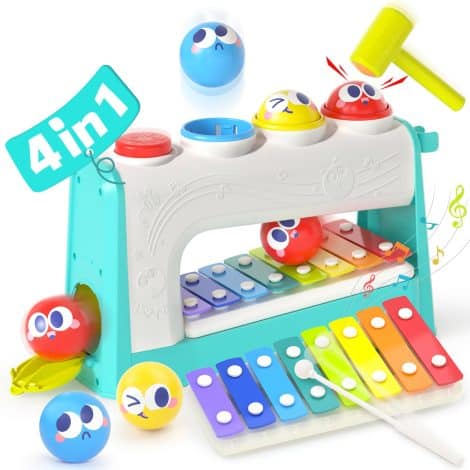 Musical Pounding Toy for 1 Year Olds – Xylophone included! Perfect birthday gift for boys and girls.