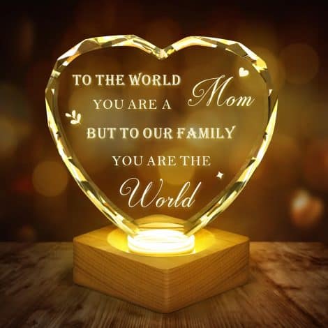 “Best Mom Ever: 3D Engraved Crystal Plaque with LED Night Light, a perfect birthday gift.”