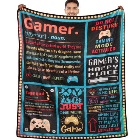 Jettryran Gamer Gifts for Teen Kids: Perfect presents for gaming enthusiasts, featuring a cozy gaming blanket.