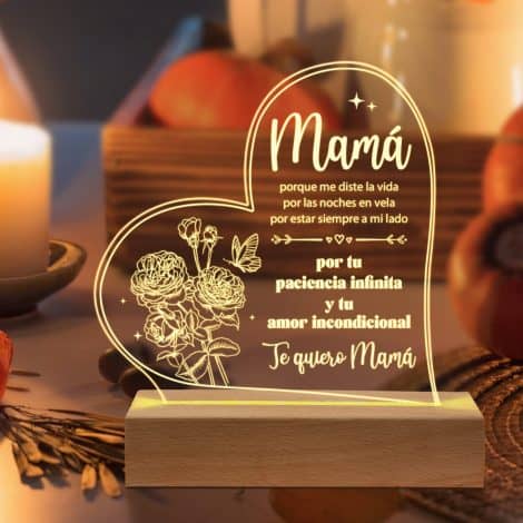 Spanish Mom Christmas Gifts: Acrylic Night Light, Birthday or Any Occasion Presents from Daughter or Son.