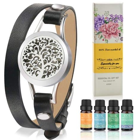 SOMORA Bracelet Gift Set: Experience the power of aromatherapy with Tea Tree, Lemongrass, Orange, and Peppermint oils. Perfect for women! Ideal for Mom, friends, sisters, or wife!