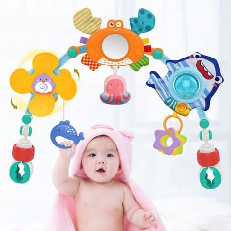 Toy arch for baby stroller and car seat, perfect sensory gift for infants and toddlers. Ideal for Christmas!