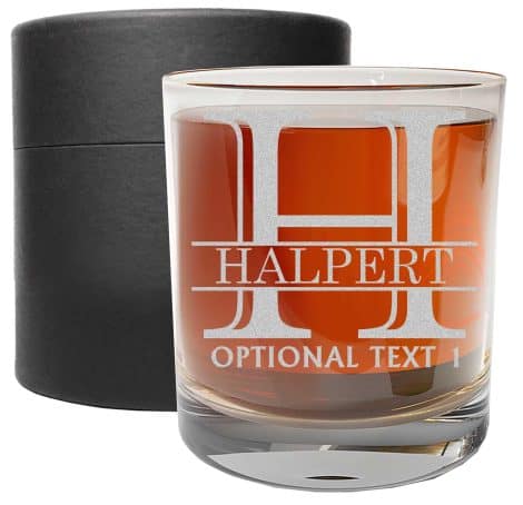 Customized 11oz Whiskey Glass – Perfect gift for men: engrave their name on this Halpert glass.