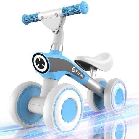 Yoyuto Baby Balance Bike: Perfect riding toy for 1-year-old boys and girls, with soft seat and silent wheels. Ideal first birthday gift! (Blue)