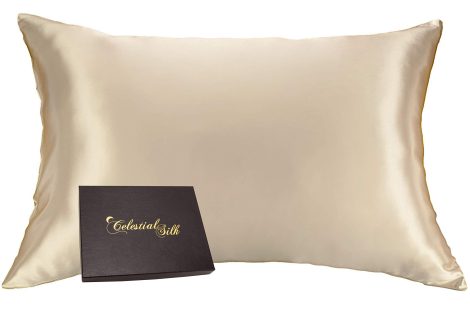 Luxurious zippered Celestial Silk pillowcase, crafted from 100% silk, designed to protect hair while ensuring comfort. (King, Taupe)