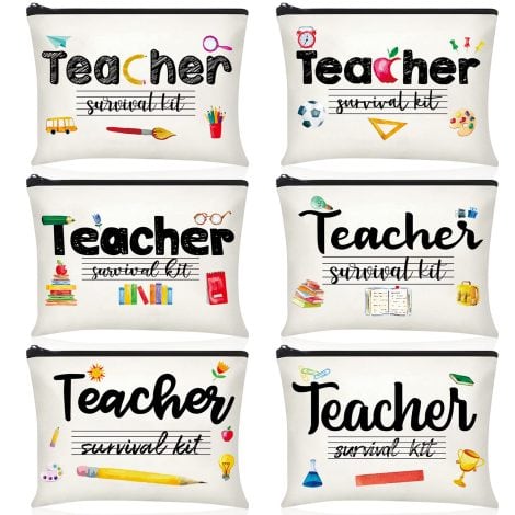 Buryeah 6-Pack Christmas Teacher Gifts – Stylish Makeup Bags for Teachers, Perfect for Travel or Everyday Use!