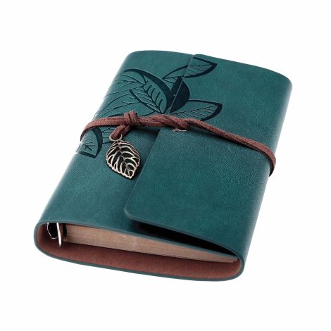 Blue 7-Inch HAIYA Deluxe Leather Journal & Travelers Notebook – Ideal Writing & Sketching Companion for All Ages.