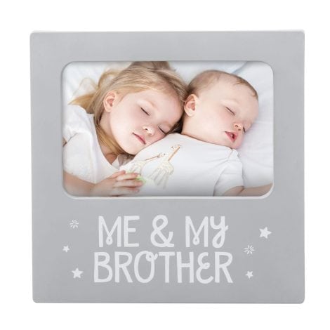 “Little Moments Me & My Brother Frame: Adorable nursery décor, ideal sibling gift, a charming way to remember. 4×6, gray.”