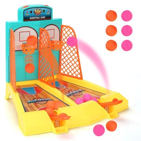 Beria Desktop Hoops – Fun 2-player indoor basketball game with 6 balls, perfect for kids and adults.