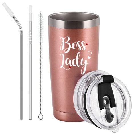 Gift the Boss Lady Stainless Steel Travel Tumbler to your female boss this Christmas for a funny wine-loving twist!