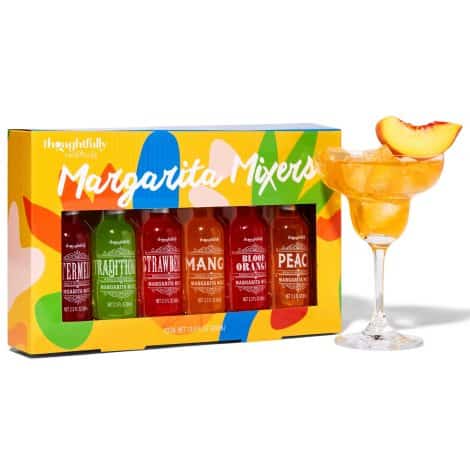 Thoughtful Cocktails’ Margarita Mixer Set: Vegan, fruity flavors, 6-pack, perfect gift for non-alcoholic beverage enthusiasts.