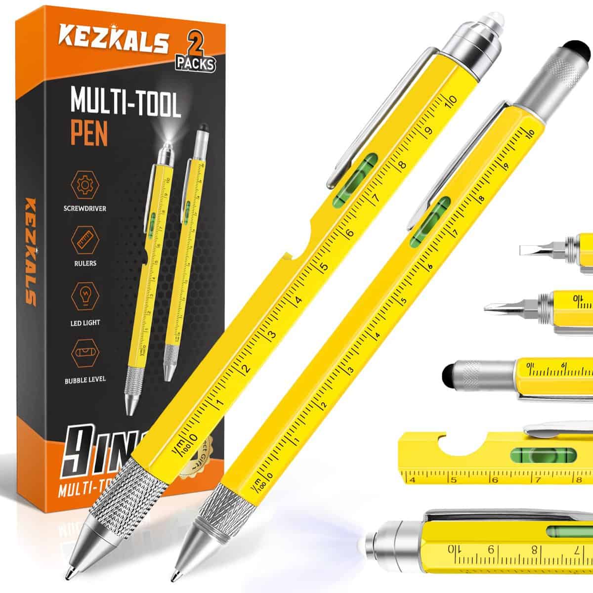 KEZKALS Gifts for Men, Stocking Stuffers for Him, 9 in 1 Multitool Pen, Christmas Gifts for Men, Cool Gadgets for Mens Christmas Gifts, Top White Elephant Gifts for Adults, Birthday Gifts for Men, Boyfriend