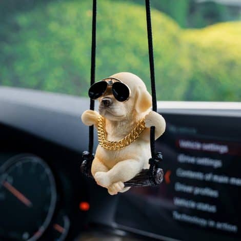 Labrador Retriever Car Mirror Hanging Accessory: Awesomely cute swingin’ dog to decorate your rearview mirror, for everyone!