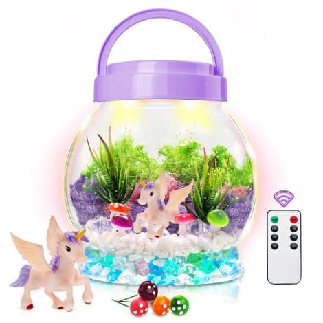 Magical Unicorn Terrarium Kit for Girls, DIY Unicorn Crafts, Perfect Birthday Gift for Ages 4-12.