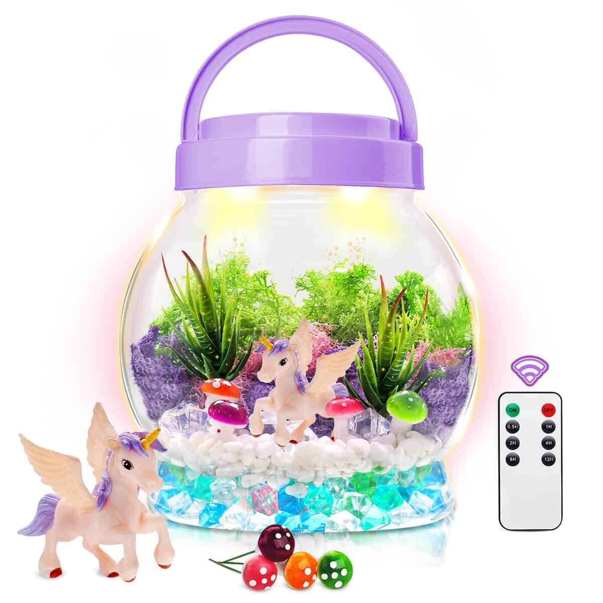 Light-Up Unicorn Terrarium Kit for Kids, Unicorns Gifts for Girls, DIY Unicorn Toys Crafts Kits for Girl Age 4 5 6 7 8-12 Year Old Birthday Gifts