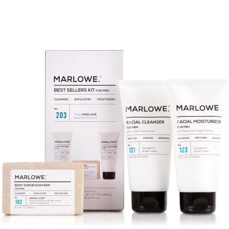 MARLOWE. Top Sellers Set | No. 203 | Includes Exfoliating Soap Bar, Face Wash & Moisturizer | Perfect Men’s Gift