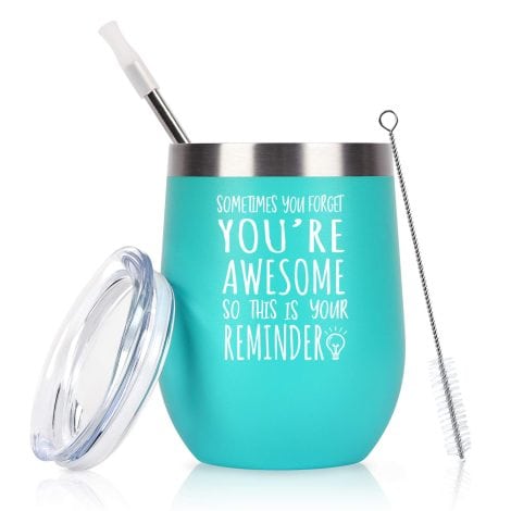 Show your appreciation with this 12 oz Mint Stemless Insulated Wine Tumbler, perfect for fabulous women in your life!