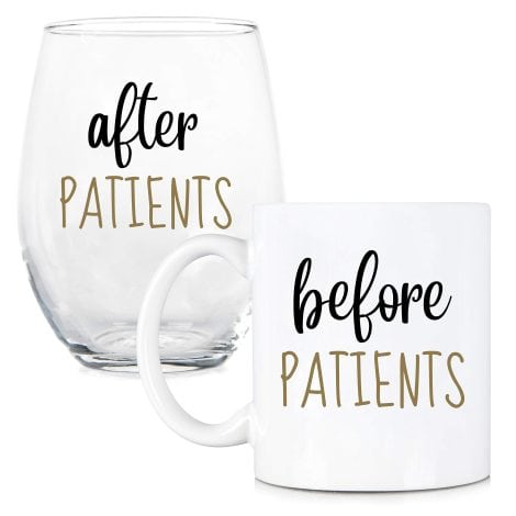 Perfect Graduation Gifts – Dentist & Medical Professional Coffee Mug and Wine Glass Set