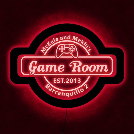 Personalized Gaming Neon Sign for your Custom Game Room, showcasing vibrant LED lights and acrylic wall art.