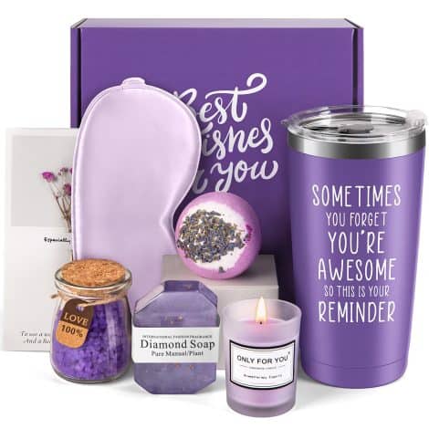 Jekeno Birthday and Christmas Gifts for Her – A Relaxing Spa Basket Set with Female Mug and Tumbler.