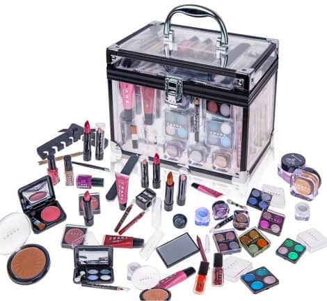 SHANY All-in-One Makeup Kit: Eye shadows, blushes, powder, nail polish, and more, all conveniently housed in a portable trunk.