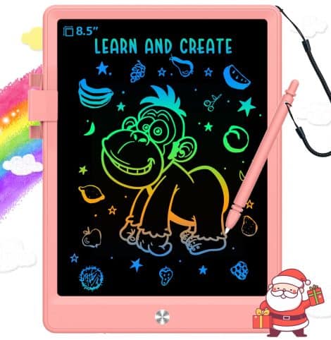 Pink LCD Writing Tablet for 3-7 year olds, ideal for drawing on the go, a perfect kids’ travel gift.