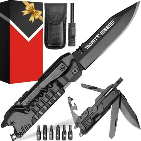 ZAVIT Trophy Husband Multitool Knife: Perfect gift for your husband on Christmas, anniversary, Valentine’s Day, or birthday. Best husband gifts!