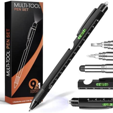 SAPGIF’s 9 in 1 Multitool Pen: Perfect Christmas or Valentines gift for dads/husbands/boyfriends; a cool, practical gadget!