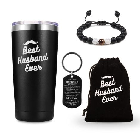 “Show your appreciation to your amazing husband with this 20 oz WiseZebra Travel Coffee Tumbler!”